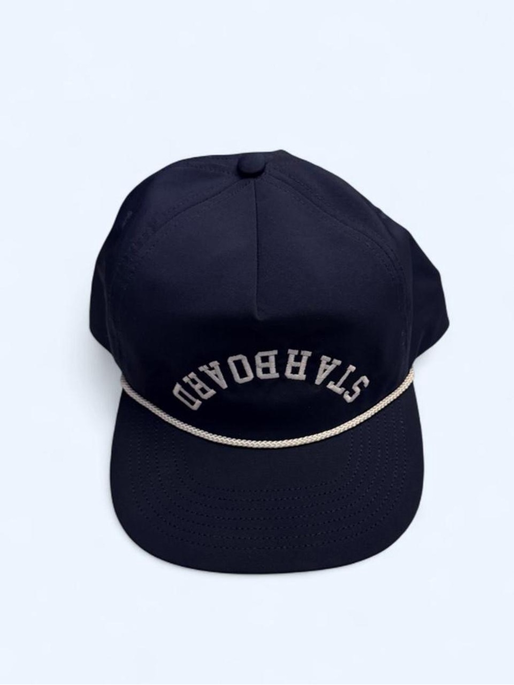 Navy 'STARBOARD' Rope-Trim Cap